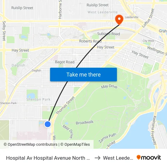 Hospital Av Hospital Avenue North Cat Id 114 to West Leederville map