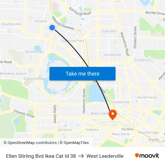 Ellen Stirling Bvd Ikea Cat Id 38 to West Leederville map