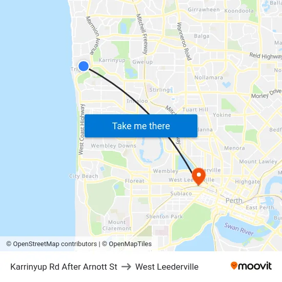 Karrinyup Rd After Arnott St to West Leederville map