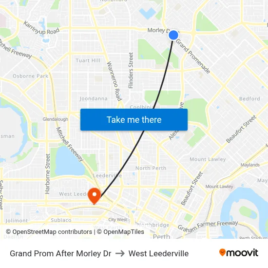 Grand Prom After Morley Dr to West Leederville map