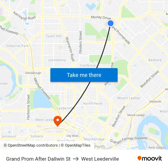 Grand Prom After Dallwin St to West Leederville map