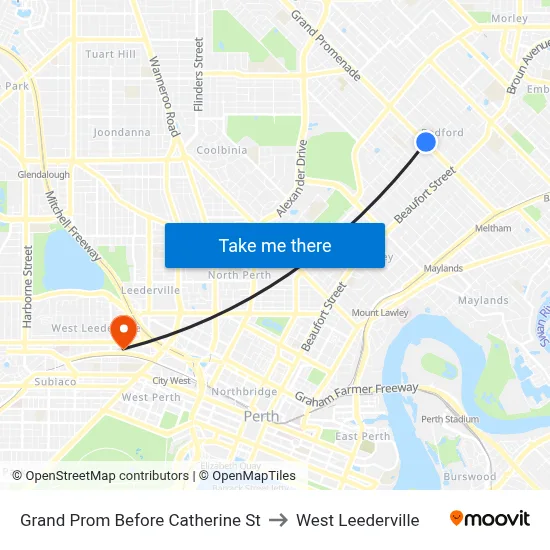 Grand Prom Before Catherine St to West Leederville map