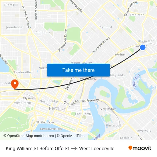 King William St Before Olfe St to West Leederville map