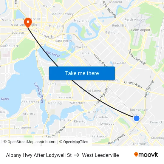 Albany Hwy After Ladywell St to West Leederville map