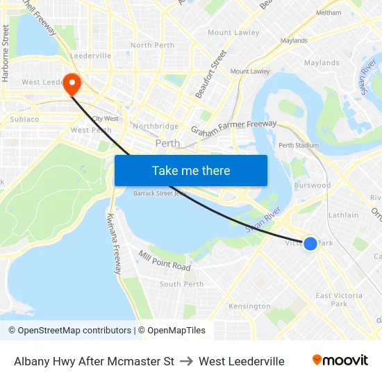 Albany Hwy After Mcmaster St to West Leederville map