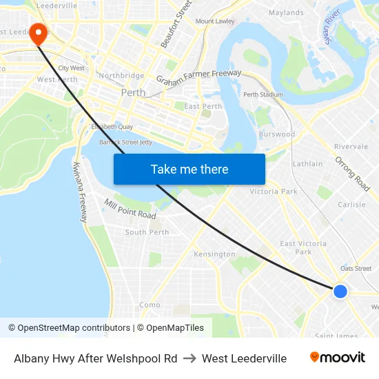 Albany Hwy After Welshpool Rd to West Leederville map