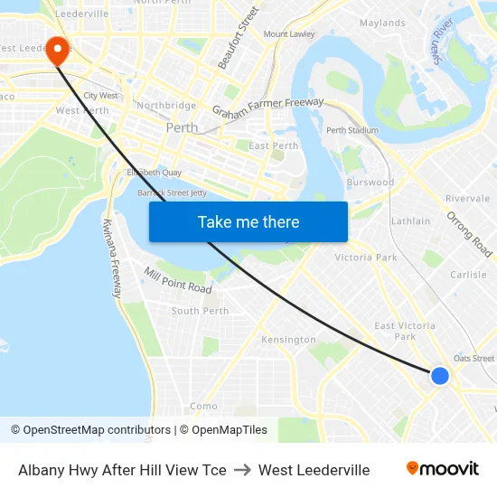 Albany Hwy After Hill View Tce to West Leederville map