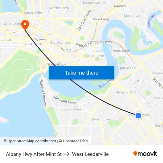 Albany Hwy After Mint St to West Leederville map
