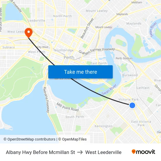 Albany Hwy Before Mcmillan St to West Leederville map