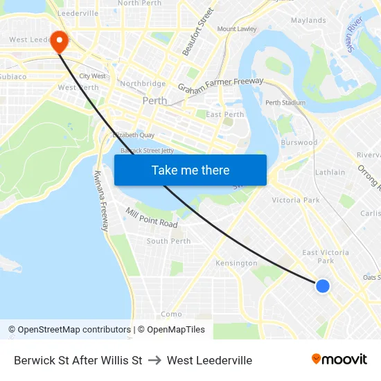 Berwick St After Willis St to West Leederville map