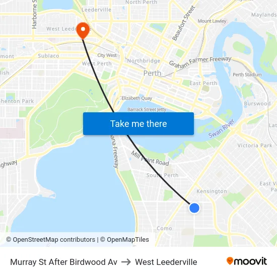 Murray St After Birdwood Av to West Leederville map