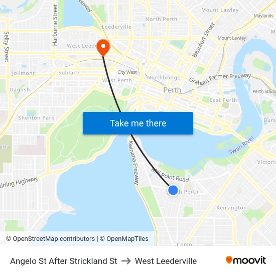 Angelo St After Strickland St to West Leederville map