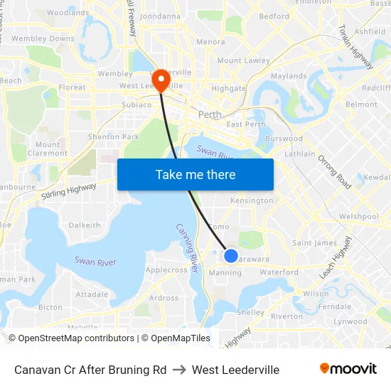 Canavan Cr After Bruning Rd to West Leederville map