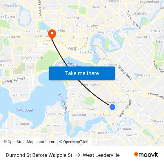 Dumond St Before Walpole St to West Leederville map