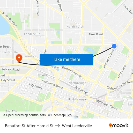 Beaufort St After Harold St to West Leederville map