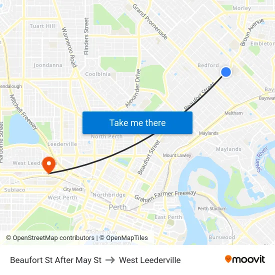Beaufort St After May St to West Leederville map