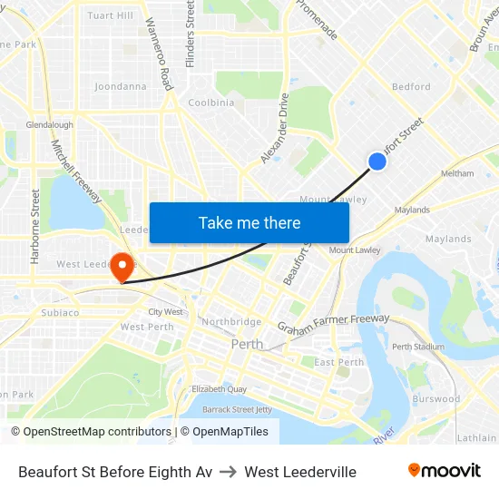 Beaufort St Before Eighth Av to West Leederville map