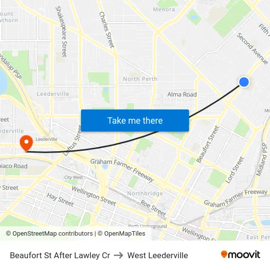 Beaufort St After Lawley Cr to West Leederville map