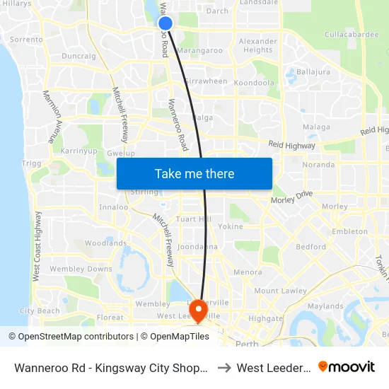Wanneroo Rd - Kingsway City Shopping Ctr to West Leederville map