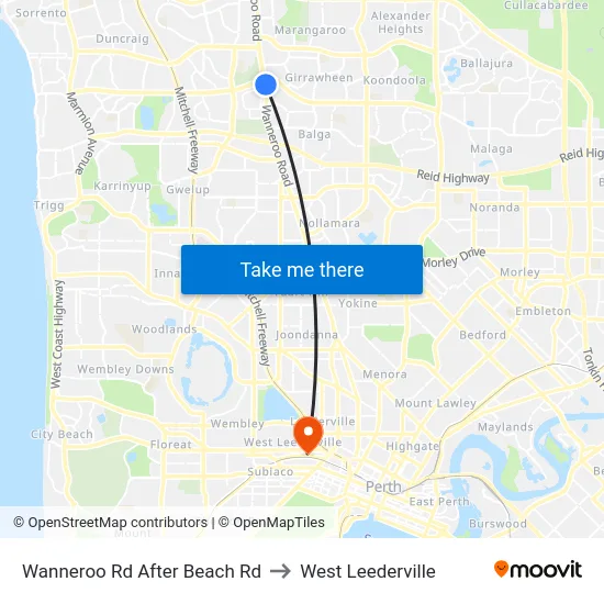 Wanneroo Rd After Beach Rd to West Leederville map