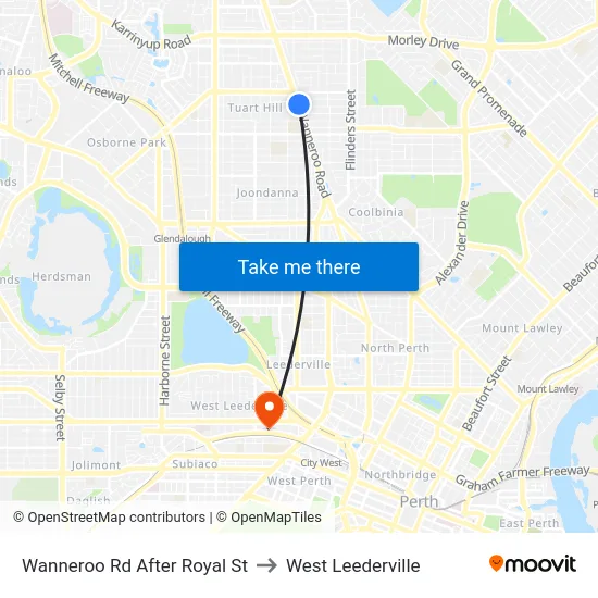 Wanneroo Rd After Royal St to West Leederville map