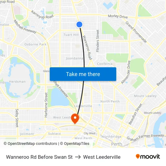Wanneroo Rd Before Swan St to West Leederville map