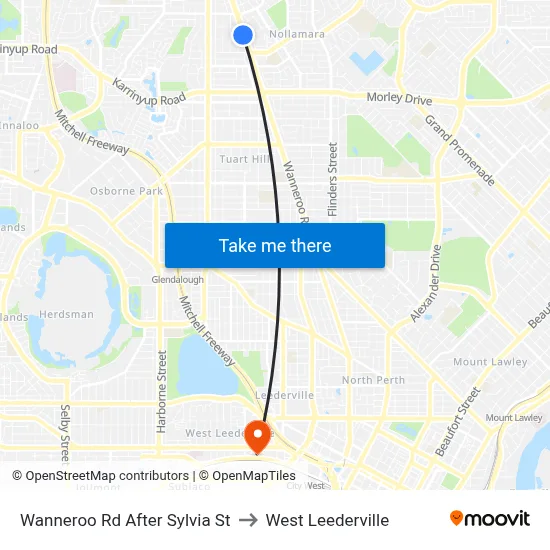 Wanneroo Rd After Sylvia St to West Leederville map