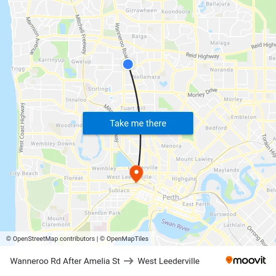 Wanneroo Rd After Amelia St to West Leederville map