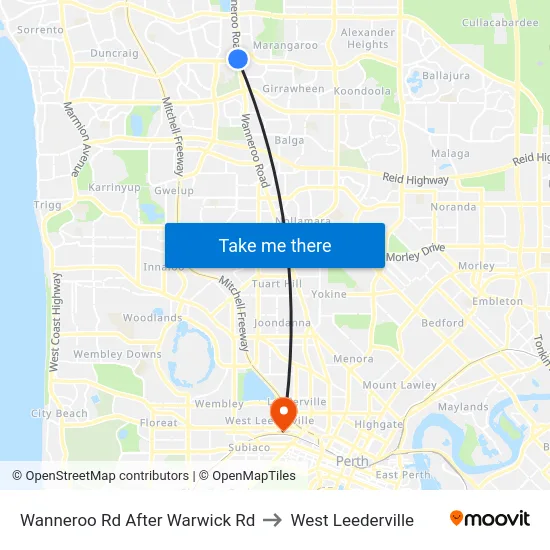 Wanneroo Rd After Warwick Rd to West Leederville map