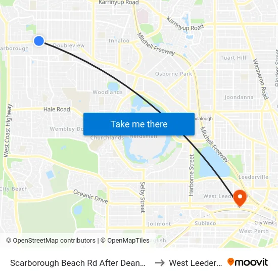 Scarborough Beach Rd After Deanmore Rd to West Leederville map