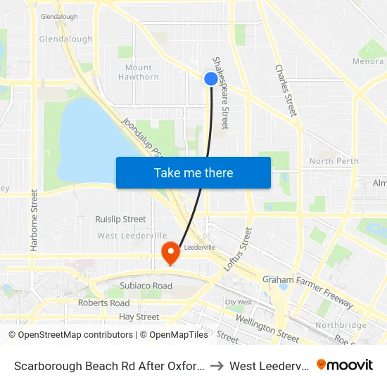 Scarborough Beach Rd After Oxford St to West Leederville map