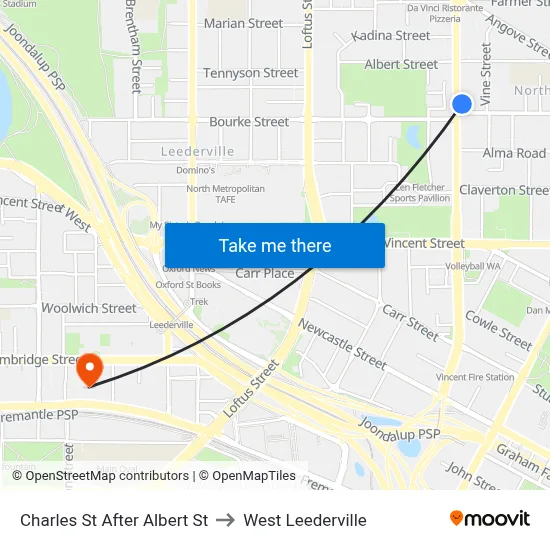 Charles St After Albert St to West Leederville map