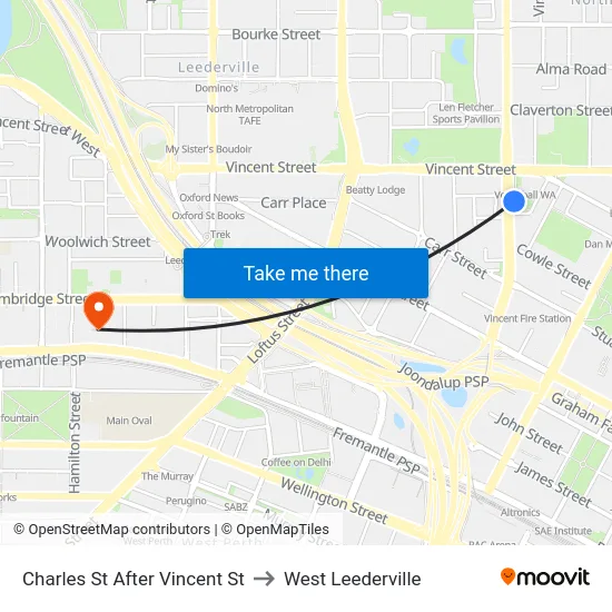 Charles St After Vincent St to West Leederville map