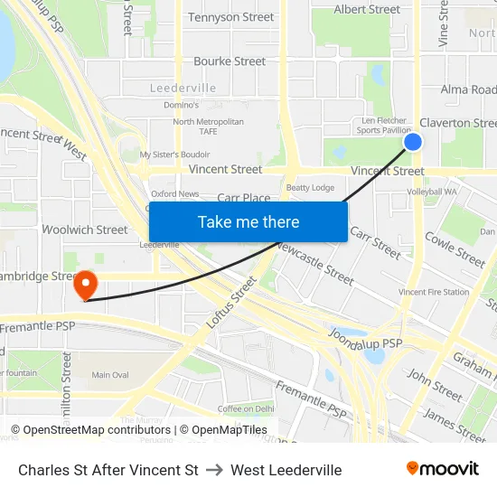 Charles St After Vincent St to West Leederville map