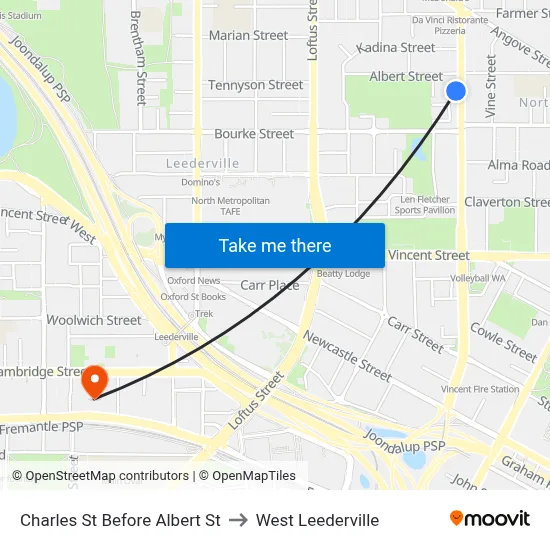 Charles St Before Albert St to West Leederville map