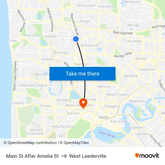 Main St After Amelia St to West Leederville map