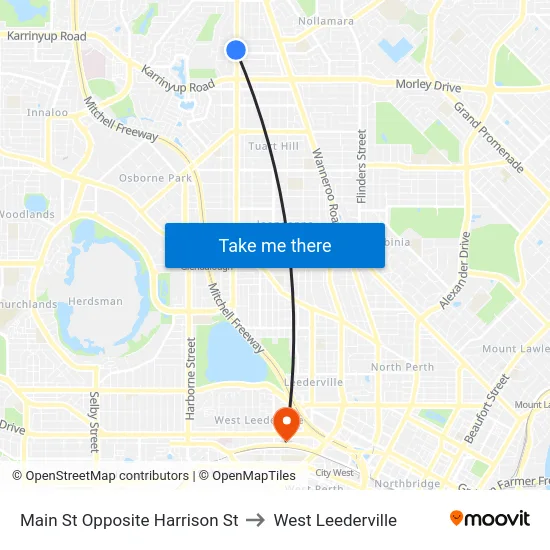 Main St Opposite Harrison St to West Leederville map