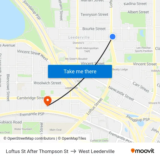 Loftus St After Thompson St to West Leederville map