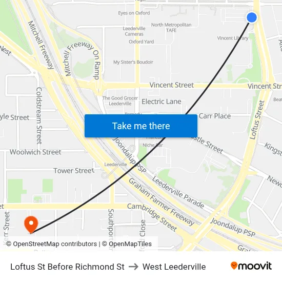 Loftus St Before Richmond St to West Leederville map