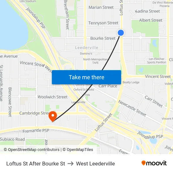 Loftus St After Bourke St to West Leederville map