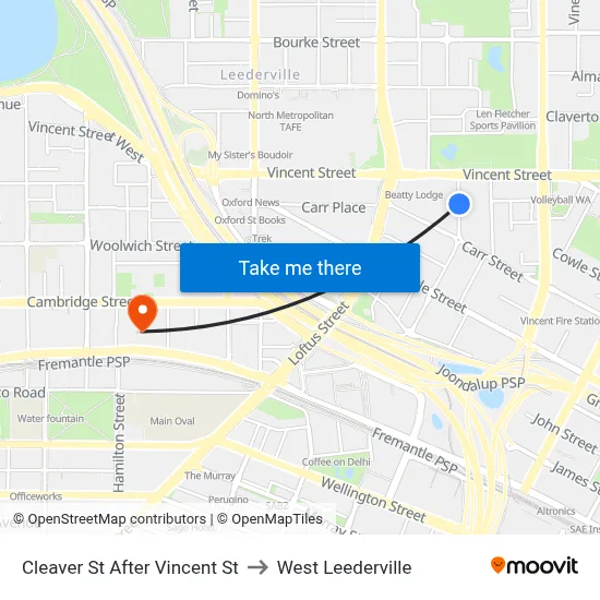Cleaver St After Vincent St to West Leederville map
