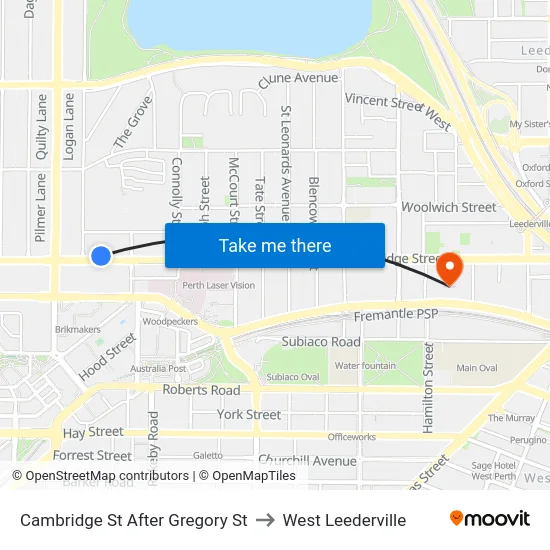 Cambridge St After Gregory St to West Leederville map