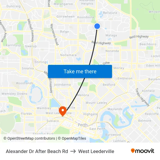 Alexander Dr After Beach Rd to West Leederville map