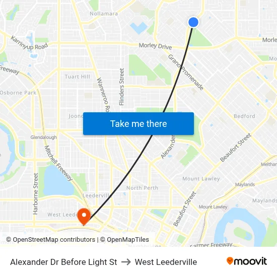 Alexander Dr Before Light St to West Leederville map