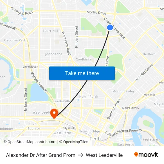 Alexander Dr After Grand Prom to West Leederville map