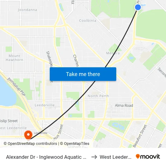 Alexander Dr - Inglewood Aquatic Centre to West Leederville map