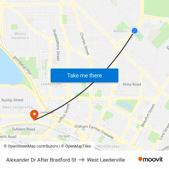 Alexander Dr After Bradford St to West Leederville map