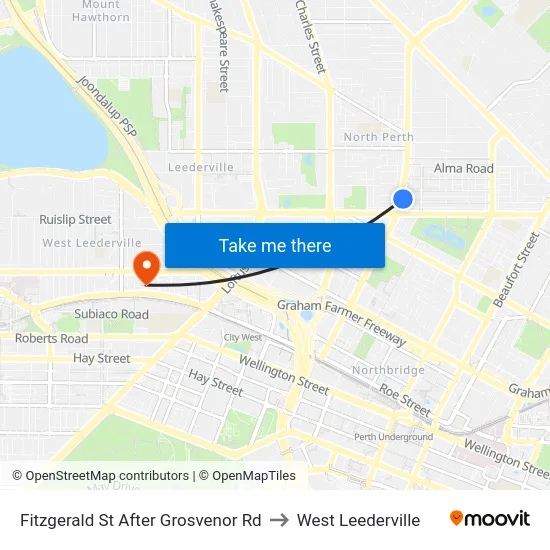 Fitzgerald St After Grosvenor Rd to West Leederville map