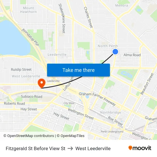 Fitzgerald St Before View St to West Leederville map