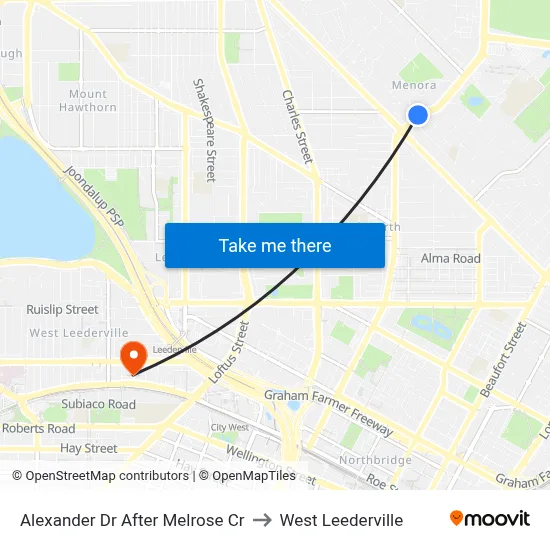Alexander Dr After Melrose Cr to West Leederville map